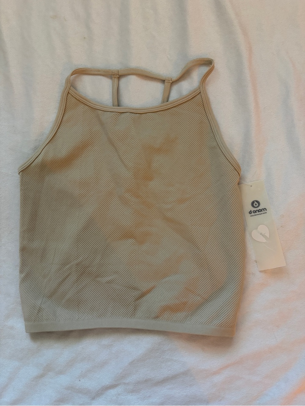 Mono B Beige Ribbed Tank with Double Strap Rings